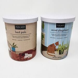2 Odor Neutralizing Candles Best Pals and Secret Playplace 2 Wick Lidded 14 oz.